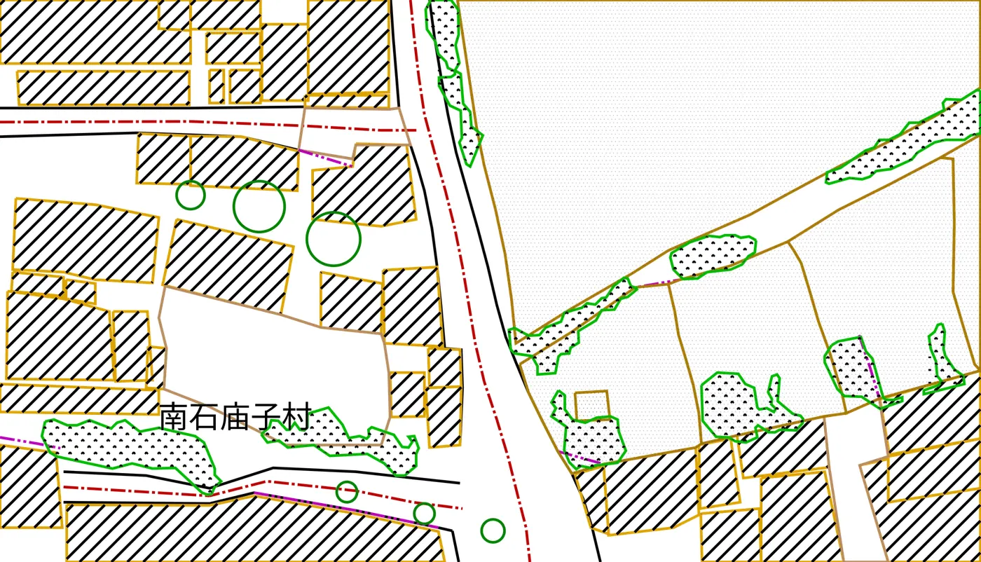 卫星截图描绘的村庄线稿